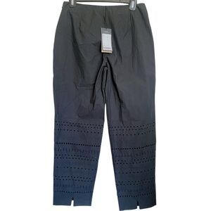 Piazza Sempione Aubrey Black Laser Cut Hem Cropped Cotton Trousers Pants NWT